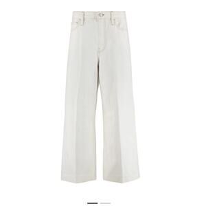 Frame High-Rise Wide Crop Jeans White Ecru Size 31 Women Luxury Denim